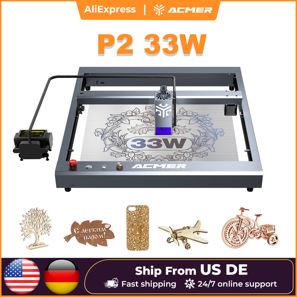 آلة النقش بالليزر ACMER P2 بقو - مراجعة Industrial Laser Engraver For Wood وسعره